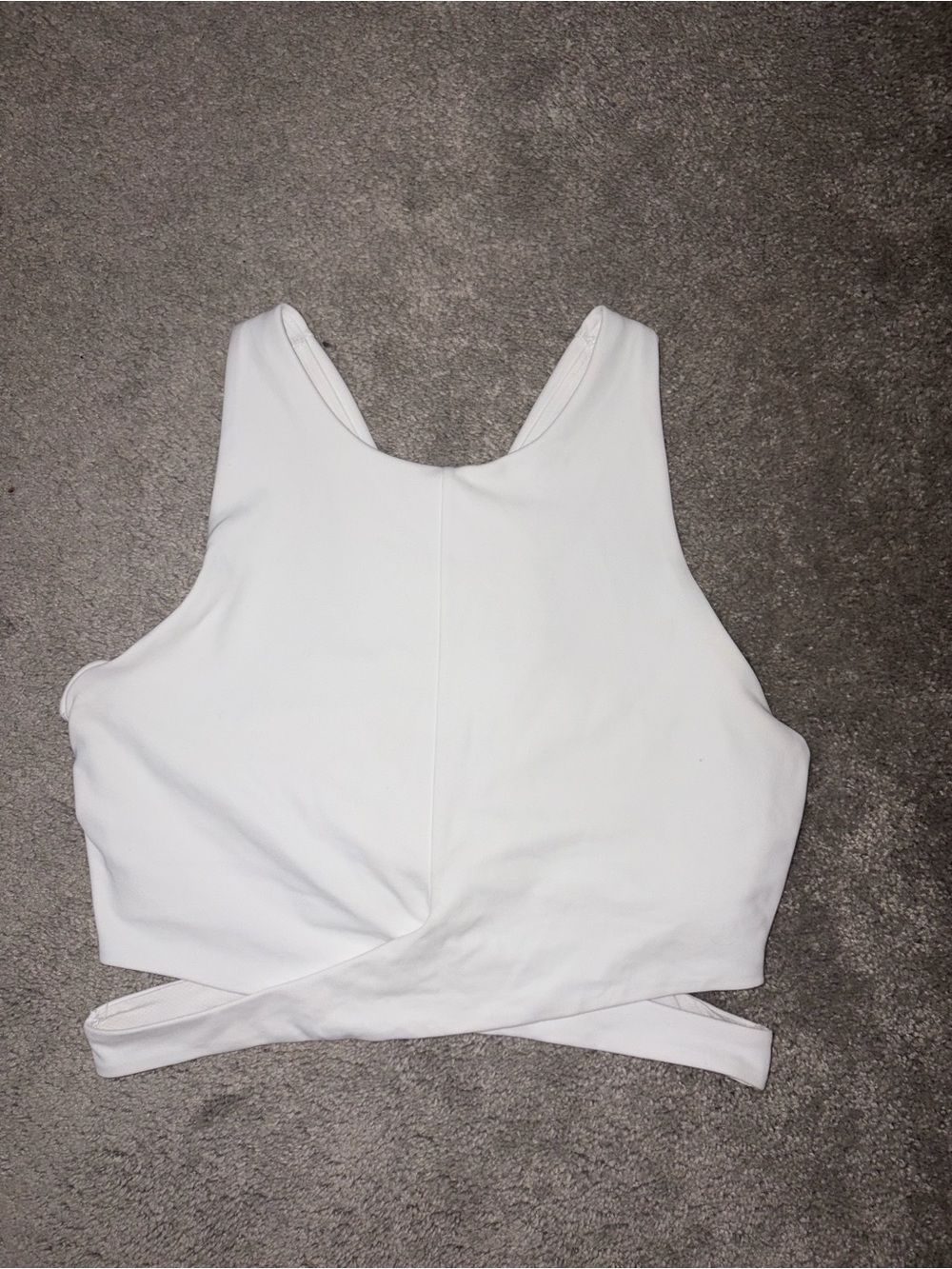 Athleta White Cross-Back Crop Top with Wrap Detail